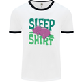 Hippo Sleep Shirt Sleeping Pajamas Mens White Ringer T-Shirt White/Black