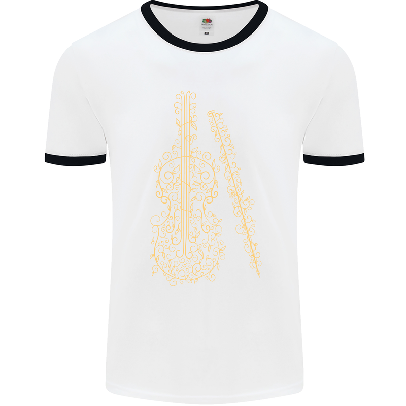 A Violin Cello Mens White Ringer T-Shirt White/Black