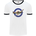 Hawker Hurricane With RAF Ensign Mens White Ringer T-Shirt White/Black