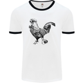 Rooster Camera Photography Photographer Mens White Ringer T-Shirt White/Black