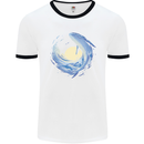 Ocean Whale & Octopus Mens White Ringer T-Shirt White/Black