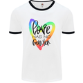 LGBT Love Has No Gender Gay Pride Day Mens White Ringer T-Shirt White/Black