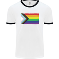 LGBTQ Flag Gay Pride Awareness Day LGBTQ Mens White Ringer T-Shirt White/Black