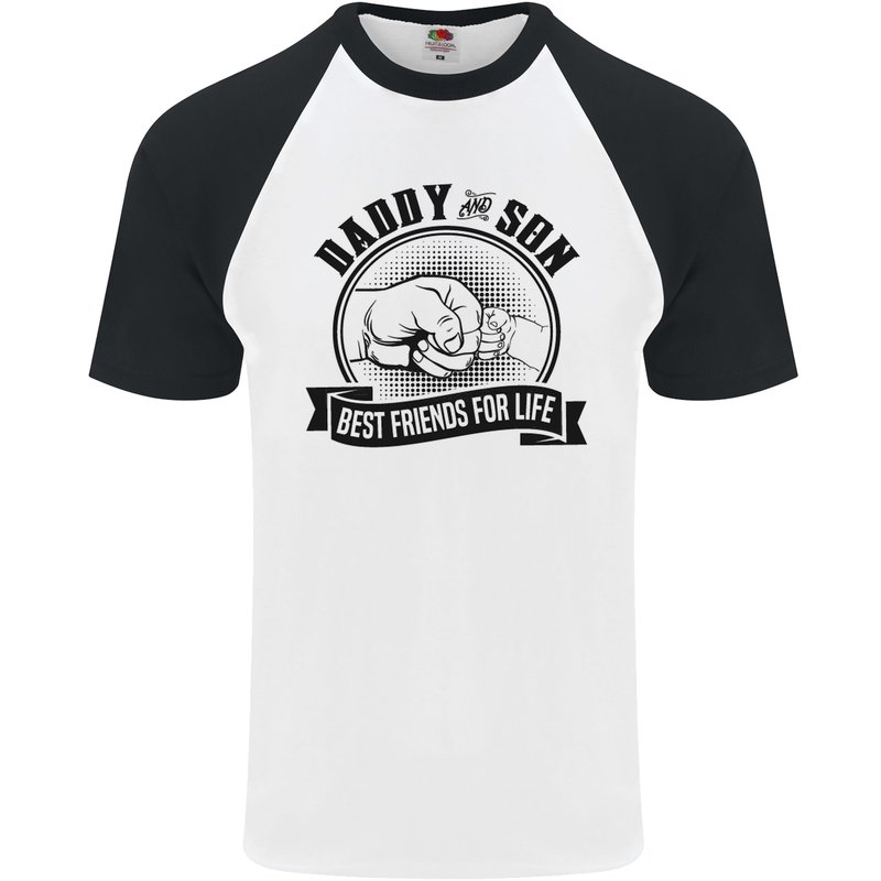 Daddy & Son Best FriendsFather's Day Mens S/S Baseball T-Shirt White/Black
