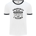 7th Wedding Anniversary 7 Year Funny Wife Mens Ringer T-Shirt White/Black