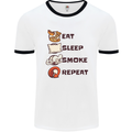 Eat Sleep Smoke Weed Repeat Drugs Cannabis Mens White Ringer T-Shirt White/Black