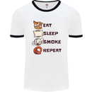 Eat Sleep Smoke Weed Repeat Drugs Cannabis Mens White Ringer T-Shirt White/Black