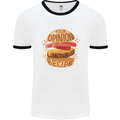 Food Your Opinion Funny Chef BBQ Cook Mens White Ringer T-Shirt White/Black