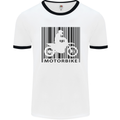 Motorbike Barcode Biker Motorcycle Mens White Ringer T-Shirt White/Black