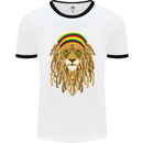 Dreadlock Rasta Lion Jamaica Jamaican Mens White Ringer T-Shirt White/Black