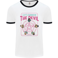 Let's Summon the Devil Ouija Board Demons Mens White Ringer T-Shirt White/Black