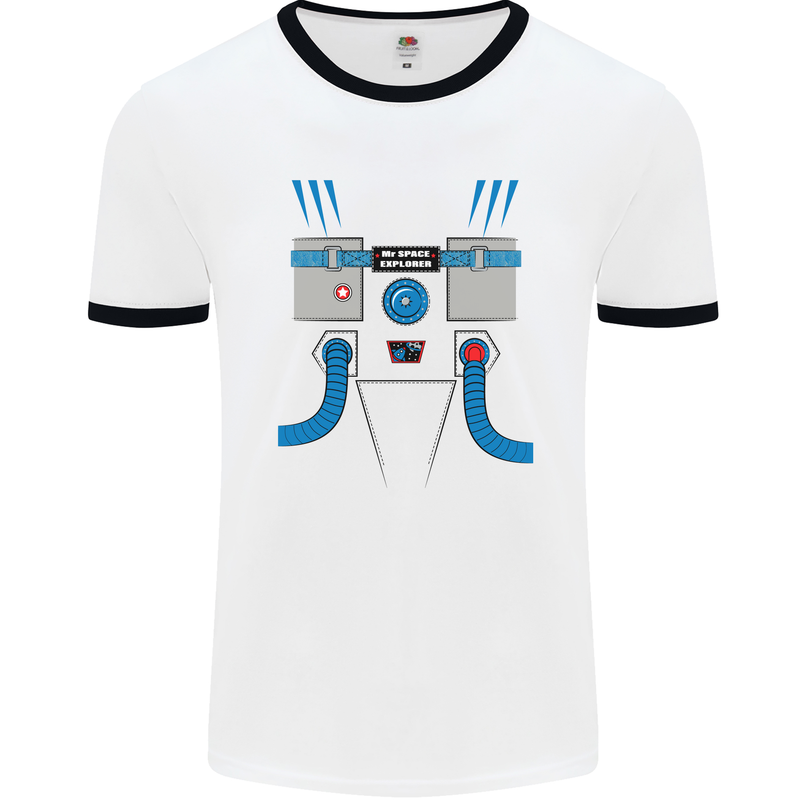 Astronaut Fancy Dress Costume Mens White Ringer T-Shirt White/Black