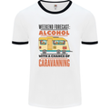 Funny Alcohol Caravanning Caravan Beer Mens White Ringer T-Shirt White/Black