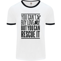 You Can't Buy Love Funny Rescue Dog Puppy Mens White Ringer T-Shirt White/Black