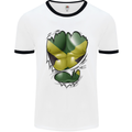 The Jamaican Flag Ripped Muscles Jamaica Mens White Ringer T-Shirt White/Black