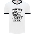 I Grew up on the Gamer Funny Gaming Mens White Ringer T-Shirt White/Black