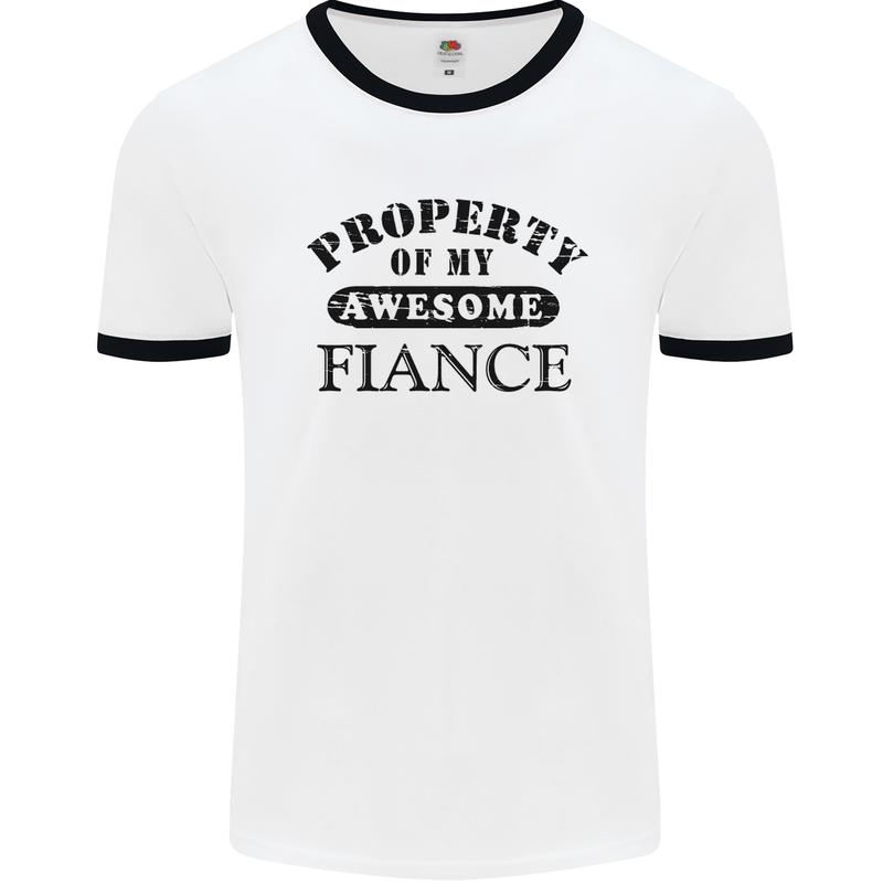 Property of My Awesome Fiance Mens White Ringer T-Shirt White/Black