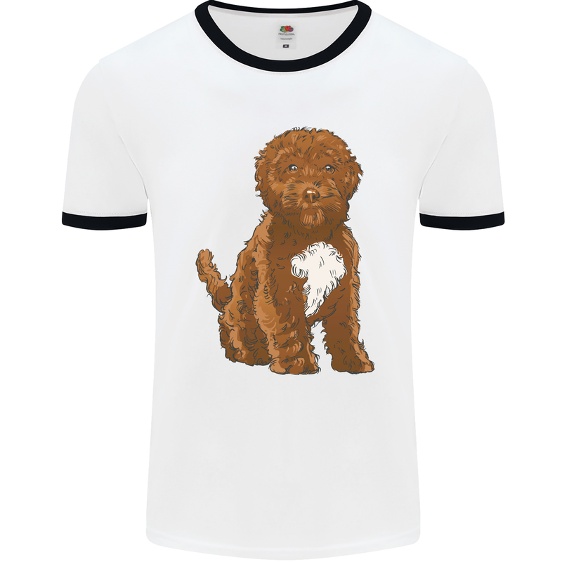 Cockapoo Dog Mens Ringer T-Shirt White/Black