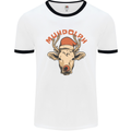 Muhdolf Funny Rudolf Christmas Cow Mens White Ringer T-Shirt White/Black