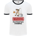 Fishing Warning May Start Talking Funny Mens White Ringer T-Shirt White/Black