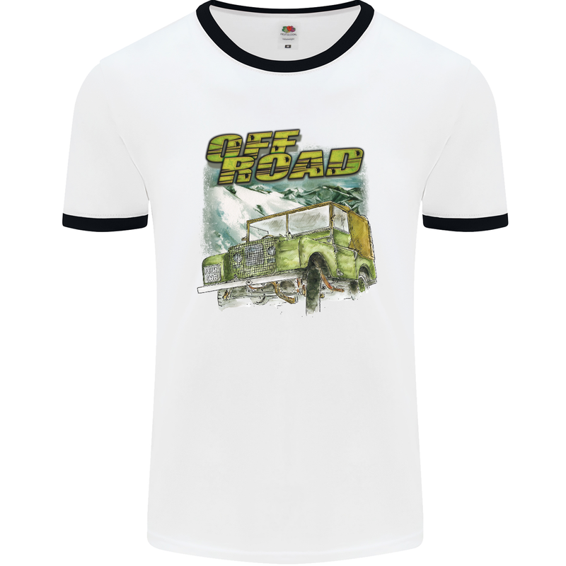 Off Road 4X4 Off Roading Four Wheel Drive Mens White Ringer T-Shirt White/Black