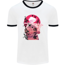 Anime Samurai Woman With Sword Mens White Ringer T-Shirt White/Black