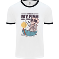 Fishing My Fish Will Come Funny Fisherman Mens White Ringer T-Shirt White/Black