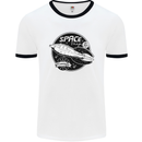 Space Trip Rocket Ship Astronaut Mens White Ringer T-Shirt White/Black