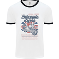 Motorcycle Legend Biker Union Jack British Mens White Ringer T-Shirt White/Black