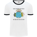 Save the Earth Climate Change Environment Mens White Ringer T-Shirt White/Black
