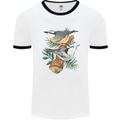 Nuthatch Garden Bird Watching Mens White Ringer T-Shirt White/Black