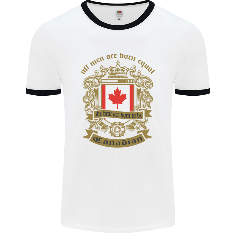 All Men Are Born Equal Canadian Canada Mens White Ringer T-Shirt White/Black