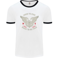 Born to Ride Biker Motorcycle Motorbike Mens White Ringer T-Shirt White/Black