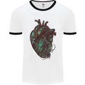 Rotten Heart Gothic Demon Satan Skull Evil Mens White Ringer T-Shirt White/Black