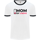 Mom of Two Boys Funny Mother's Day Mens White Ringer T-Shirt White/Black