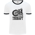 My Therapy Motorcycle Motorbike Biker Mens White Ringer T-Shirt White/Black