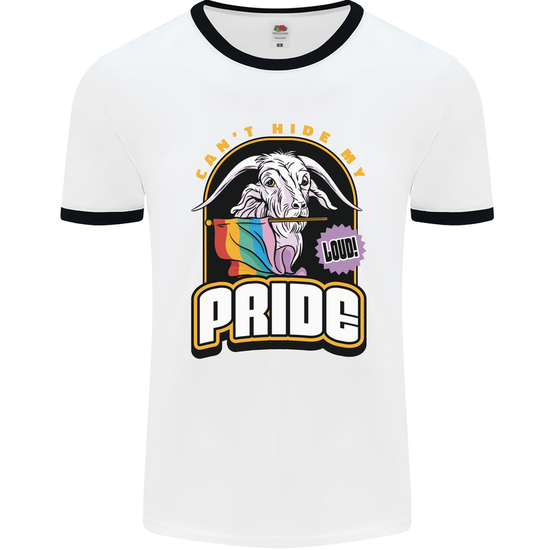 Can't Hide My Pride LGBT Gay Awareness Mens White Ringer T-Shirt White/Black