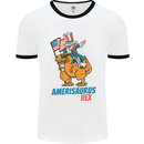 Amerisaurus T-Rex Dabbing Uncle Sam USA Mens White Ringer T-Shirt White/Black