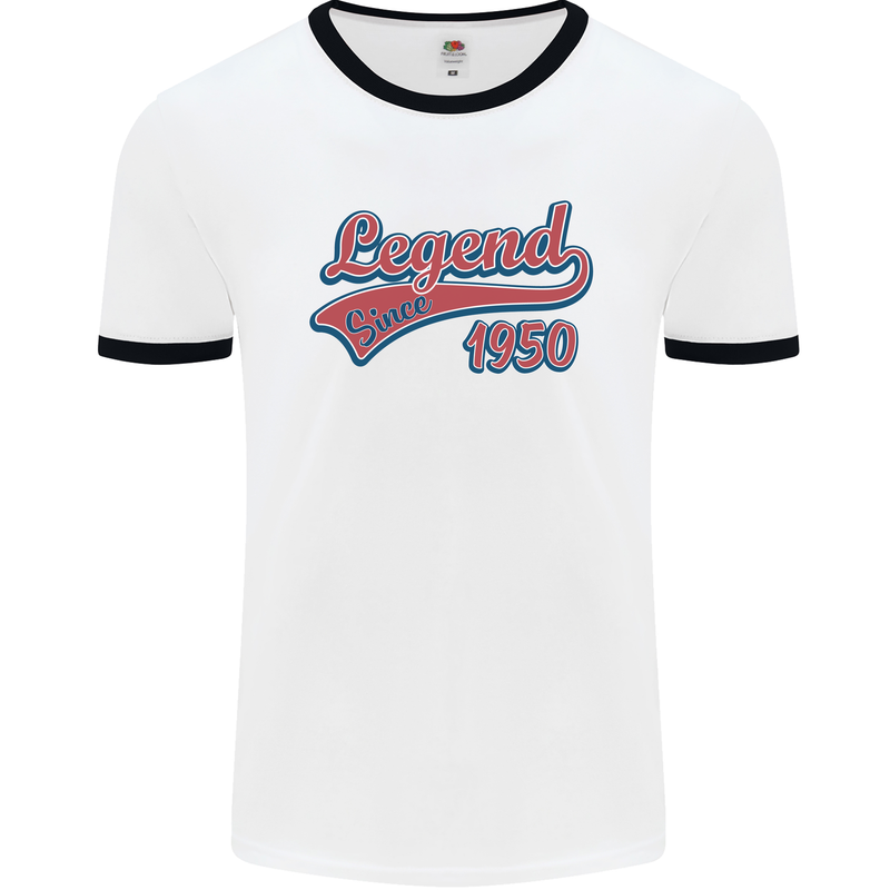 Legend Since 73rd Birthday 1950 Mens Ringer T-Shirt White/Black