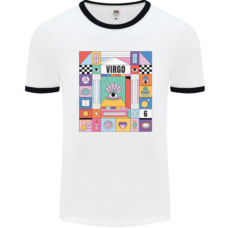 A Vibrant Virgo Zodiac Star Sign Mens Ringer T-Shirt White/Black