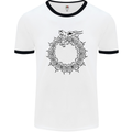 Dragon Symbol Fantasy Chinese Japanese Mens White Ringer T-Shirt White/Black