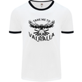 Take Me To Valhalla Viking Skull Odin Thor Mens White Ringer T-Shirt White/Black