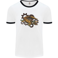 Steampunk Crocodile Alligator Mens Ringer T-Shirt White/Black