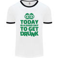 Good Day to Get Drunk St. Patrick's Day Mens White Ringer T-Shirt White/Black