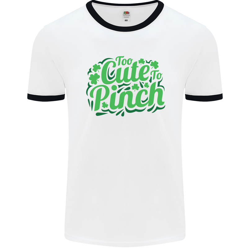 Too Cute to Pinch St. Patrick's Day Mens White Ringer T-Shirt White/Black