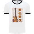 A Guitar Blueprint Music Rock n Roll Guitarist Mens White Ringer T-Shirt White/Black