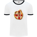 The N.Ireland Flag Fire Effect Mens White Ringer T-Shirt White/Black