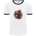 The Australian Flag Fire Effect Australia Mens White Ringer T-Shirt White/Black