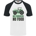 Tractor No Farmers No Food Farming Mens S/S Baseball T-Shirt White/Black