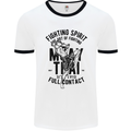 Muay Thai Full Contact Martial Arts MMA Mens White Ringer T-Shirt White/Black